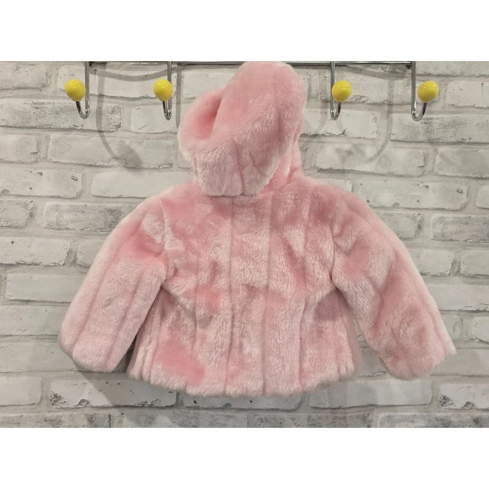 Mud Pie 0-6M Baby Girl Outerwear Toddler Winter Warm Faux Fur Hooded Coat Jacket